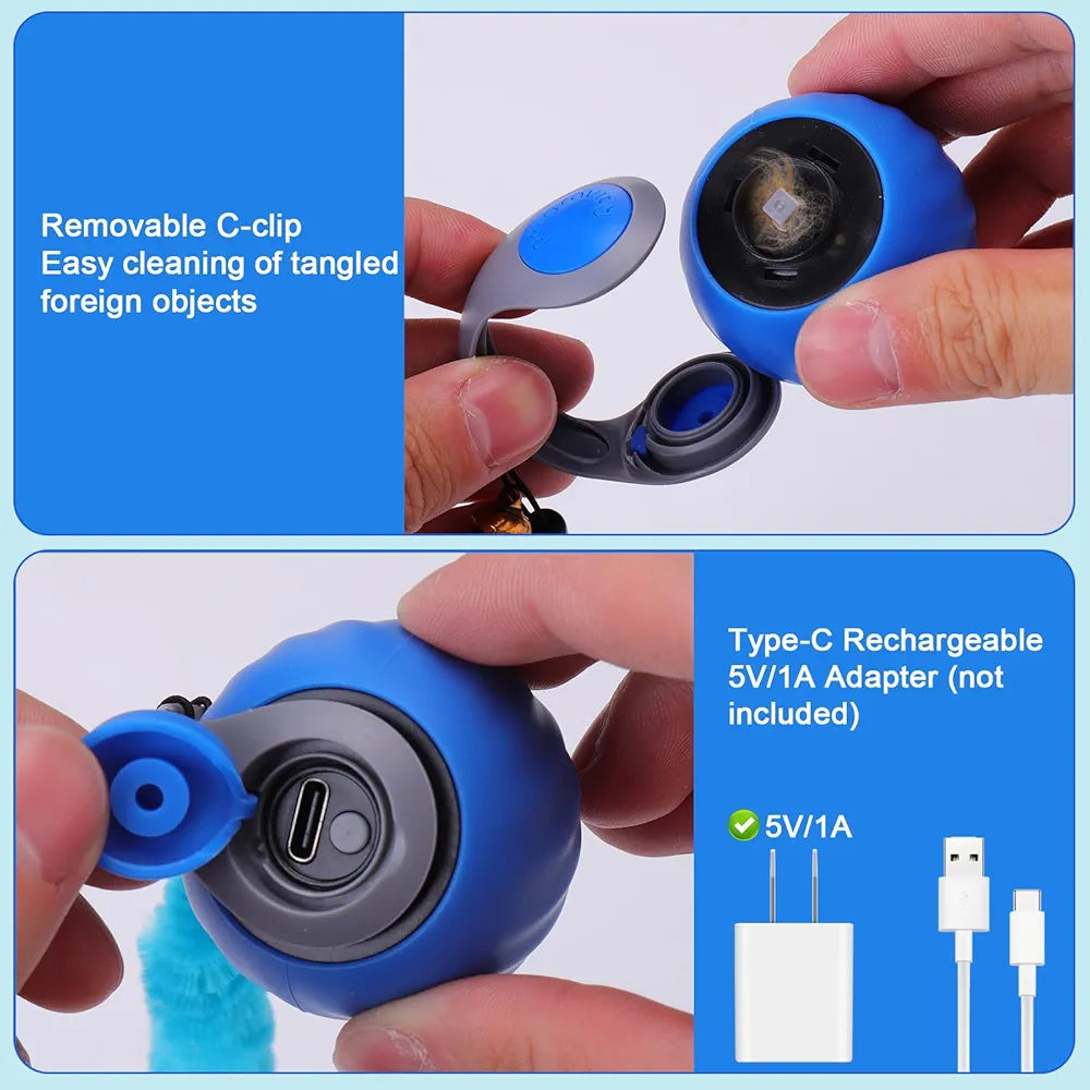 Cat Interactive Ball Toy, Automatic Rolling Ball with Tail, Rechargeable Smart Pet Interactive Toy, Intelligent Mouse for Cat