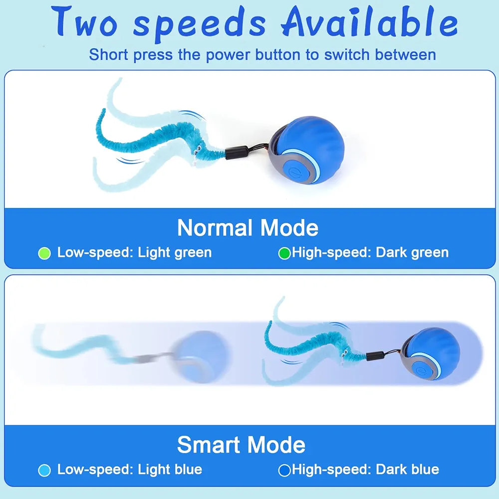 Cat Interactive Ball Toy, Automatic Rolling Ball with Tail, Rechargeable Smart Pet Interactive Toy, Intelligent Mouse for Cat