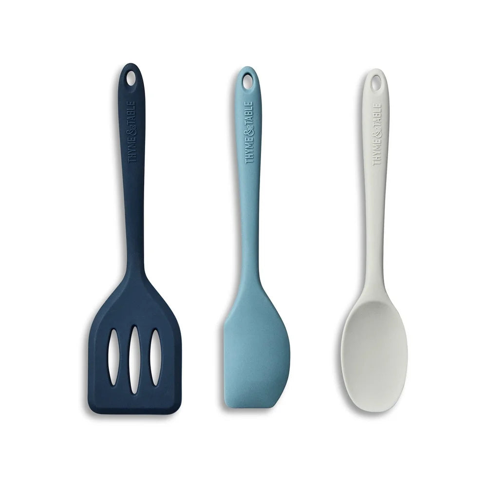 Silicone Mini Kitchen Utensil Set 3 pcs Heat Resistant Non Stick Safe Cooking Tools Spatula Turner Durable Compact Kitchen