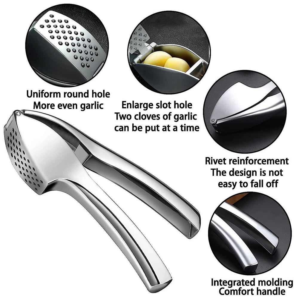 Garlic Crusher Detachable for Easy Cleaning Garlic Mincer Tool with Easy-Squeeze Ergonomic Handle Garlic Masher for Fine Garlic