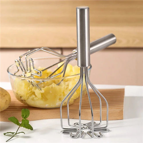 2-in-1 Stainless Steel Potato Masher - Premium Hand Tool for Perfect Mash of Beans, Avocado, Eggs - Metal Wire Utensil for Ultimate