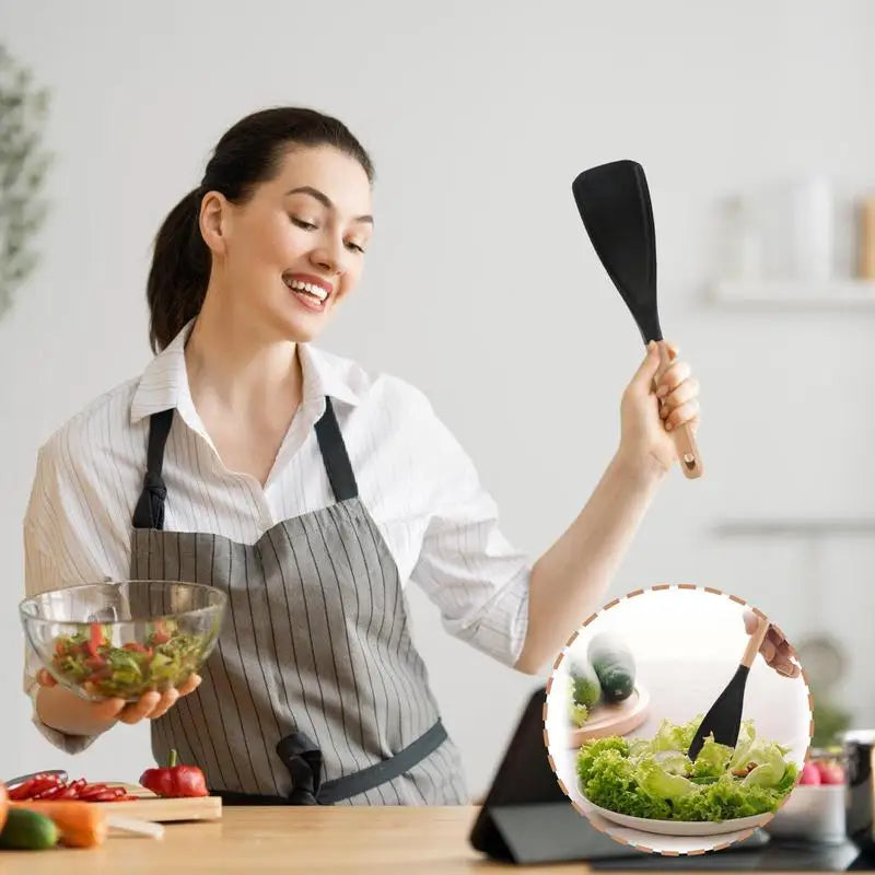 Cooking Spatula Heat Resistant Spatula Spoon Heat-Resistant Non-Stick Cooking Baking & Stirring Food Grade Silicone Tool With