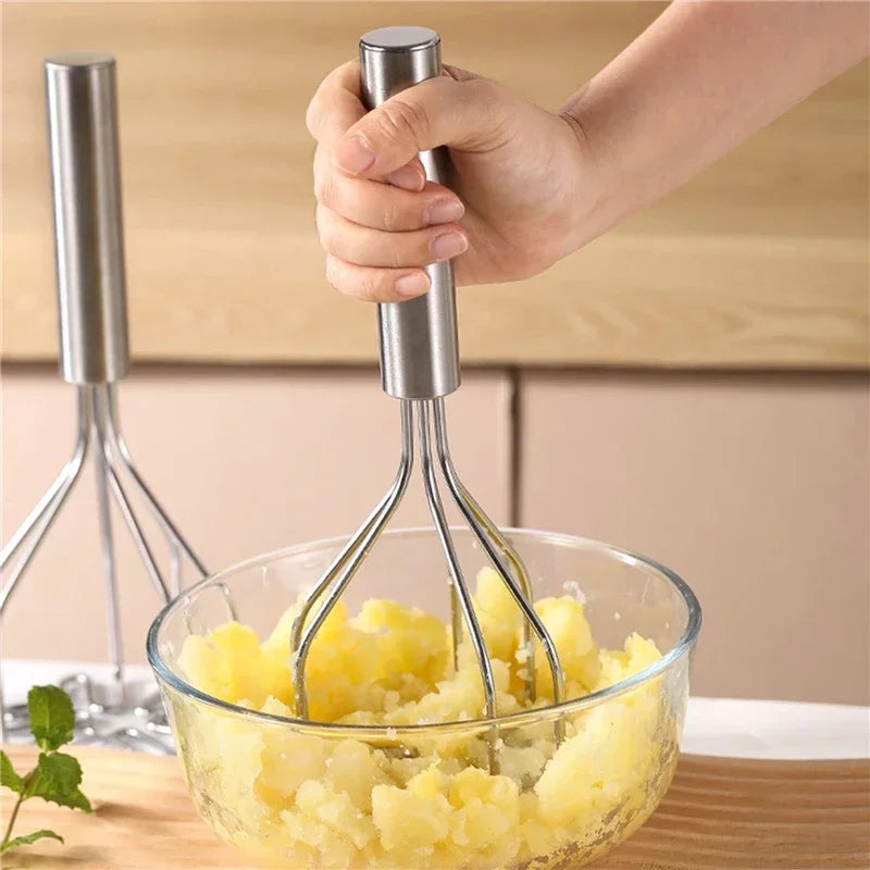 2-in-1 Stainless Steel Potato Masher - Premium Hand Tool for Perfect Mash of Beans, Avocado, Eggs - Metal Wire Utensil for Ultimate