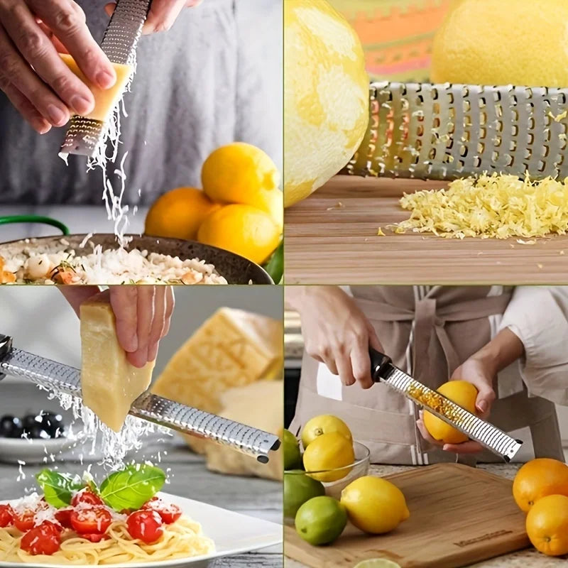 1pc Stainless Steel Cheese Grater with Ergonomic  Lemon Zest & Hard Cheeses, Durable Kitchen Tool for Shredding & Grating