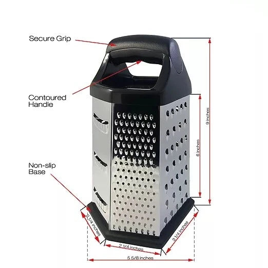 4-Sided Stainless Steel Box Grater – Manual Kitchen Tool for Cheese & Vegetables